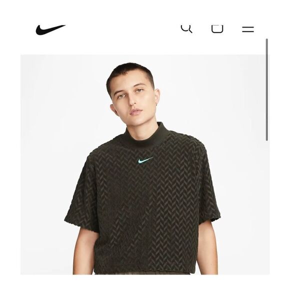 Nike Womens Olive VTG Quilted Crop Top Size L - Picture 5 of 5